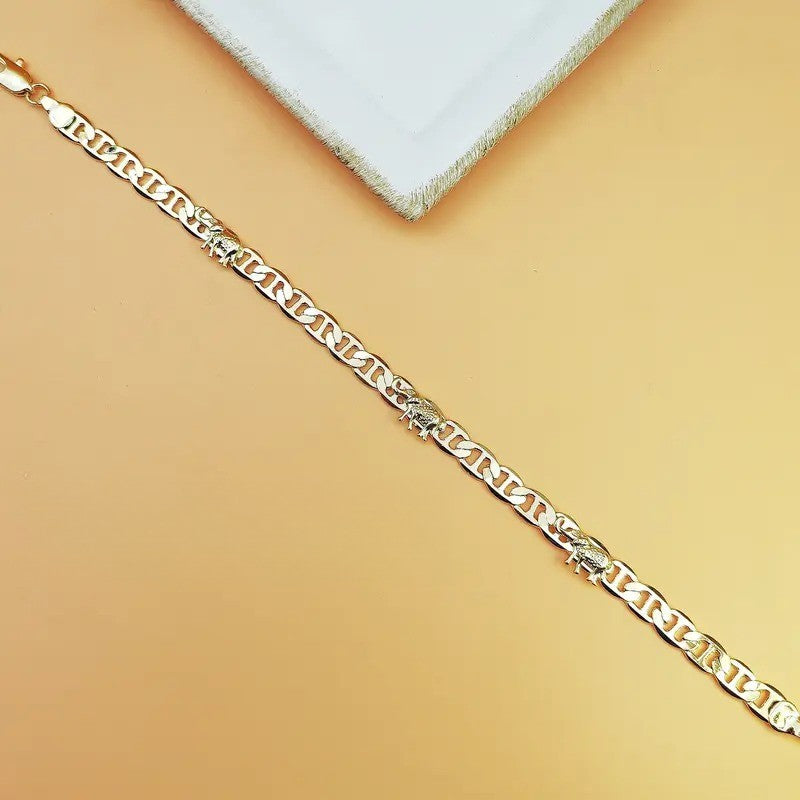 18k Retro Elephant Chain Link Bracelet