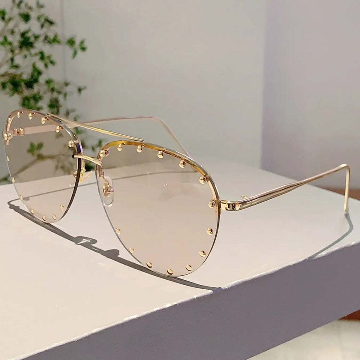 Classy Studded Aviator Sunglasses
