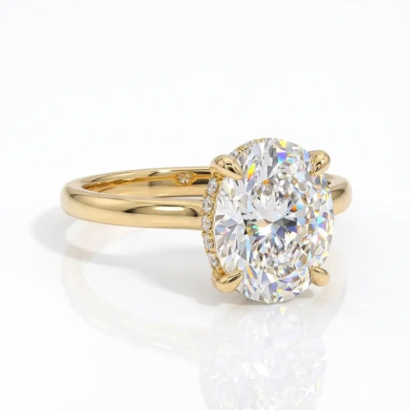 14k Elegant Oval Moissanite Solitaire Ring