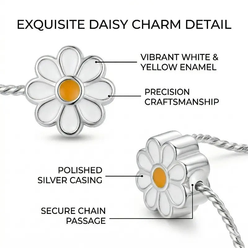 Dainty White Enamel Daisy Bracelet