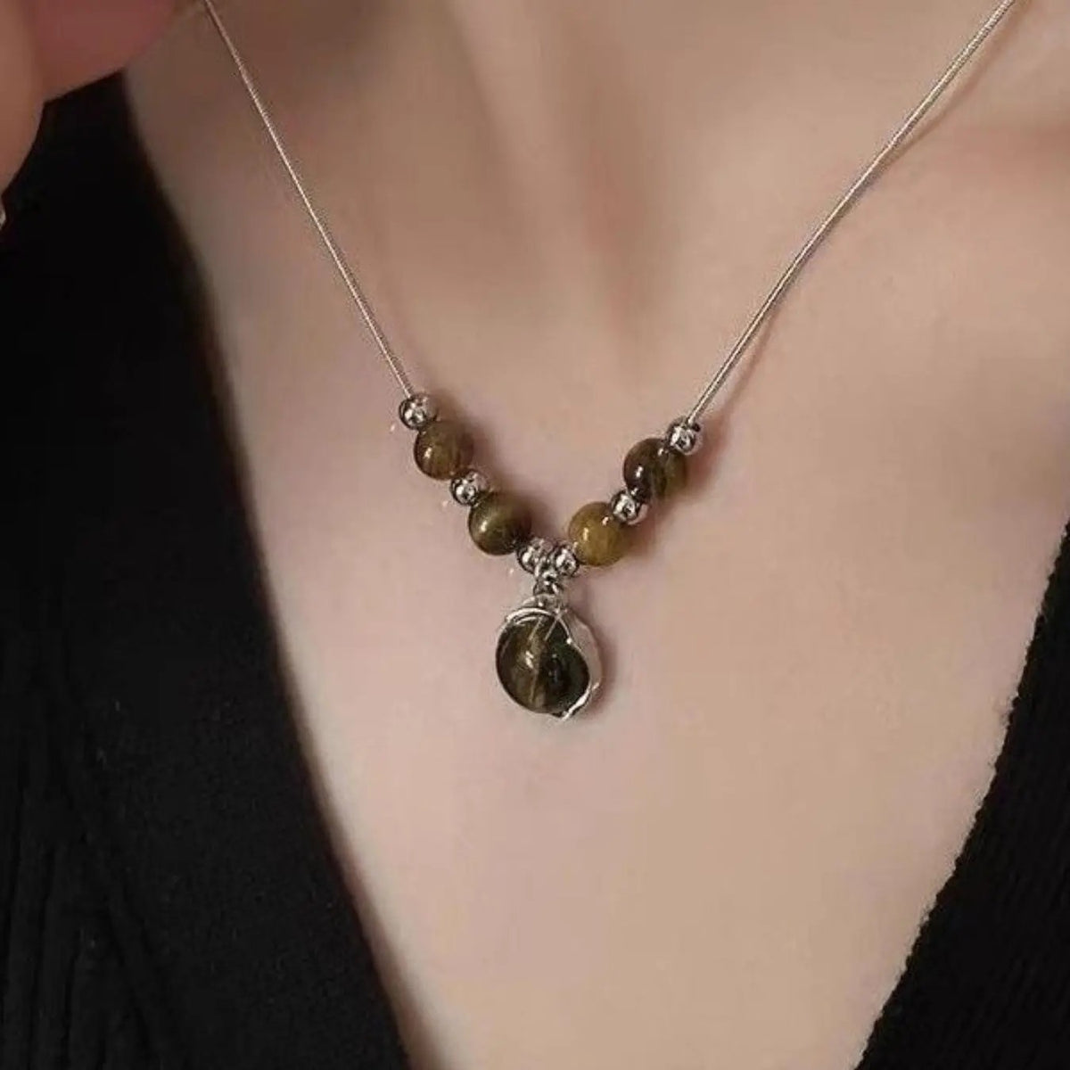 4pc Retro Tiger Eye & Star Necklace Set