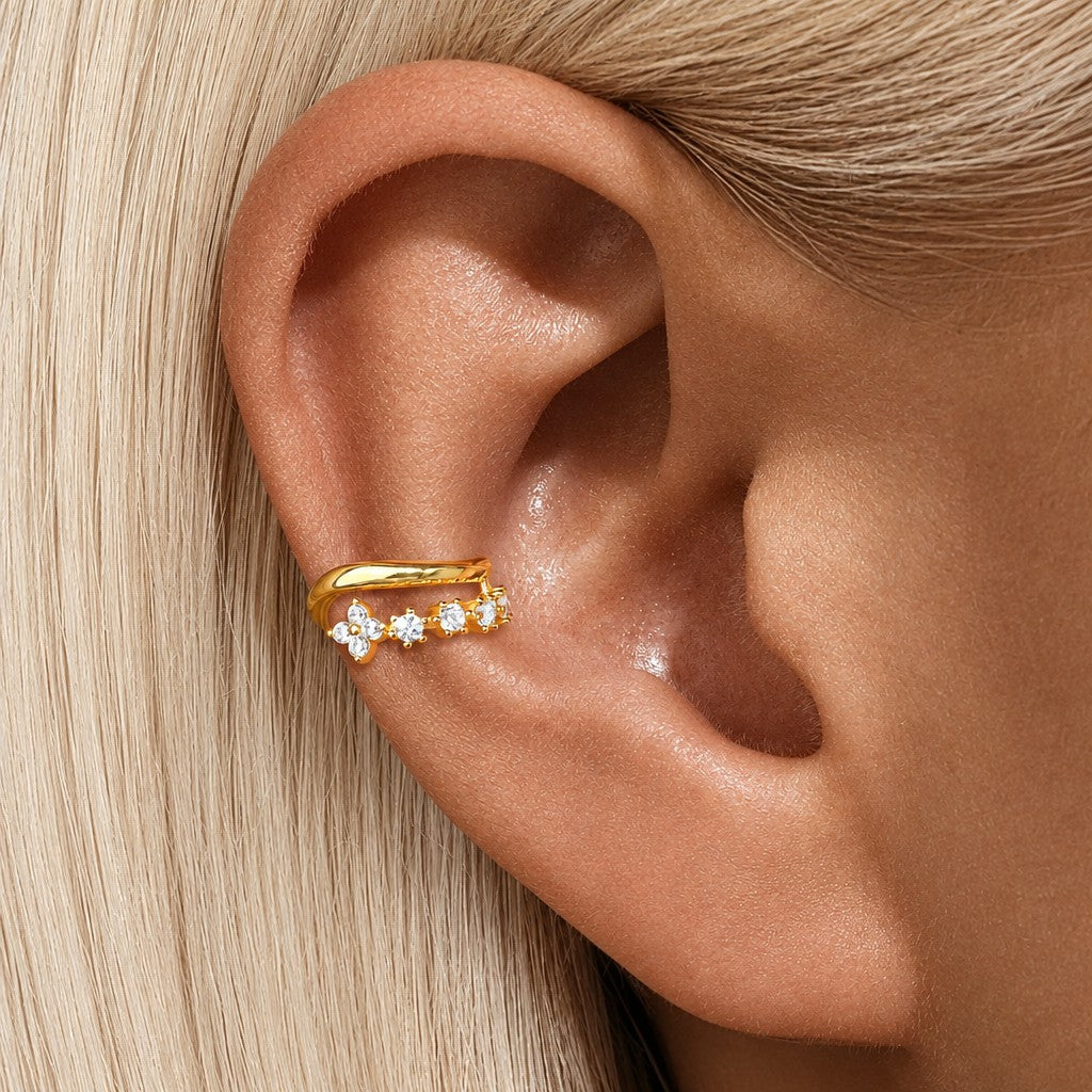 S925 Dainty Floral Ear Cuff