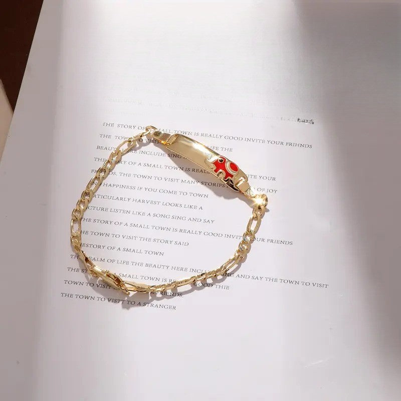 Classy Red Elephant Charm Bracelet