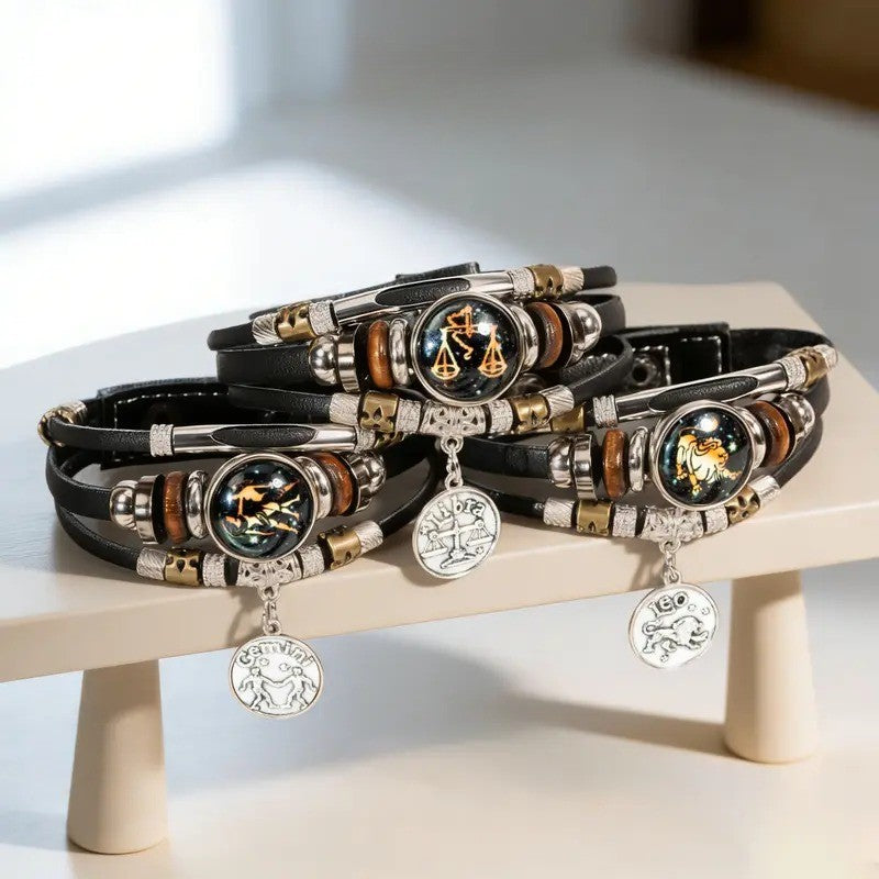 Boho Leo Zodiac Leather Bracelet