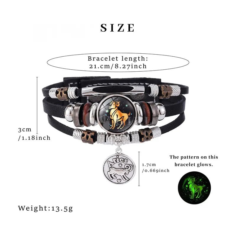 Boho Leo Zodiac Leather Bracelet