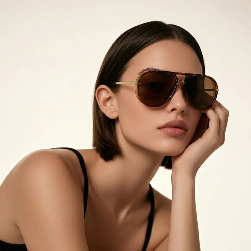 Classy Tortoiseshell Gradient Aviator Sunglasses