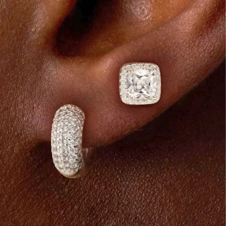 4pc Classy Zirconia Huggie & Stud Earring Set