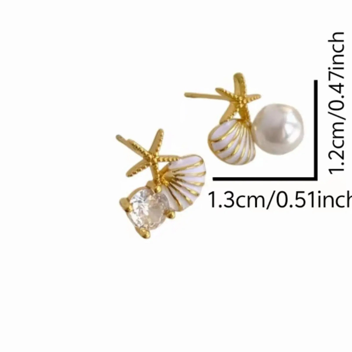 Dainty Starfish Shell Pearl Earrings