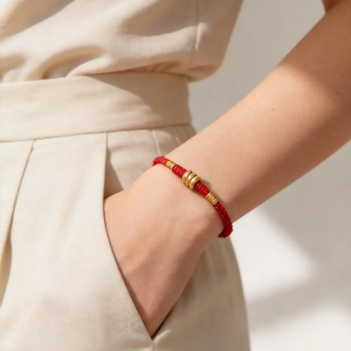 Dainty Red Woven Bead Bracelet