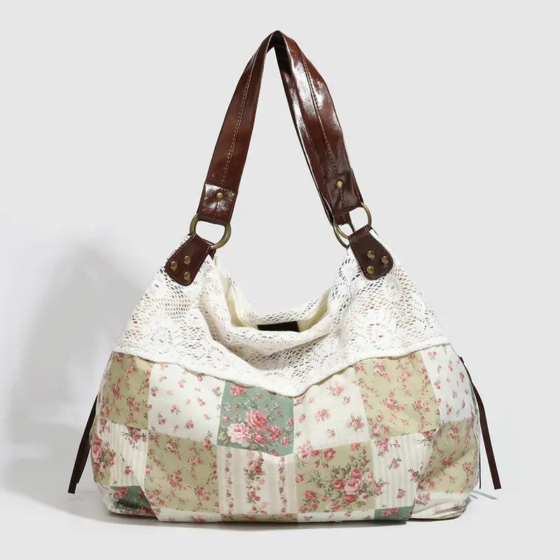 Romantic Floral Patchwork Tote Bag