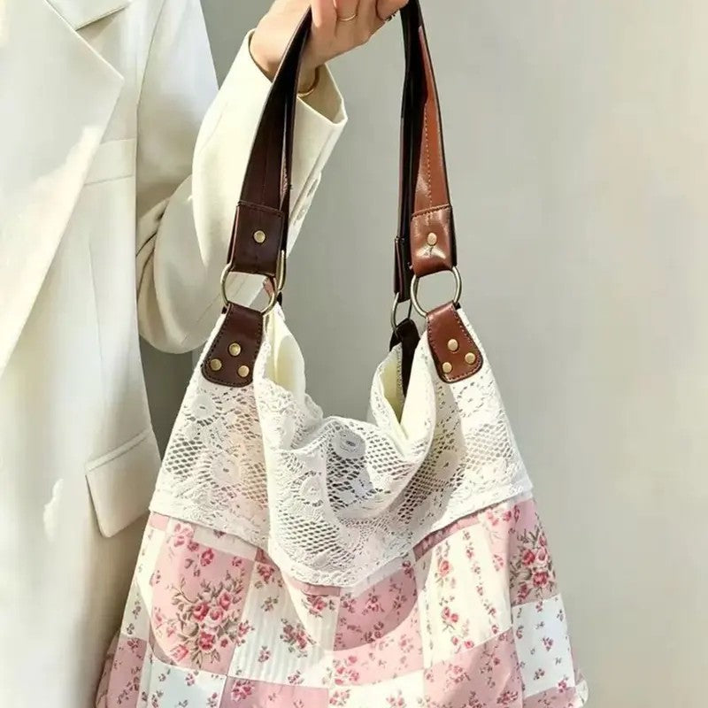 Romantic Floral Patchwork Tote Bag