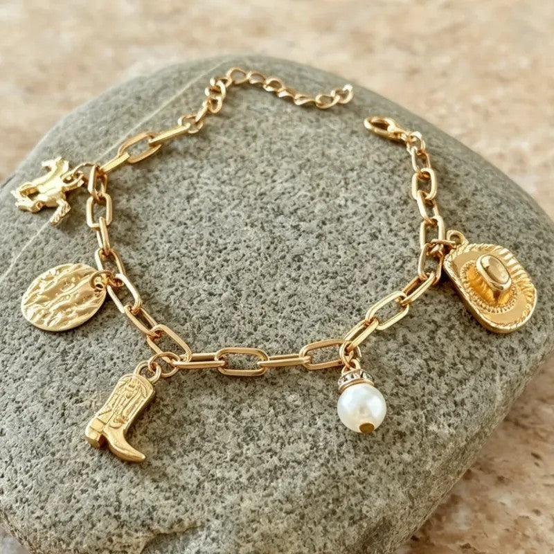 Boho Western Cowboy Charm Bracelet