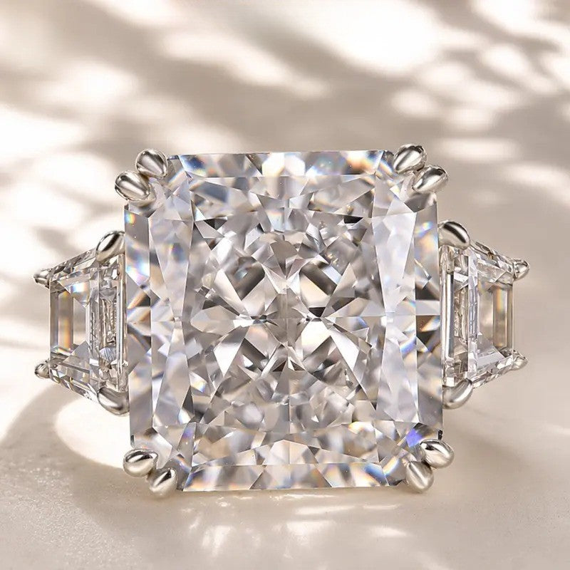 Elegant Radiant Cut Three Stone Ring