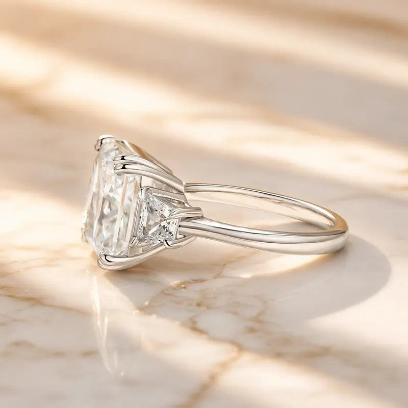 Elegant Radiant Cut Three Stone Ring