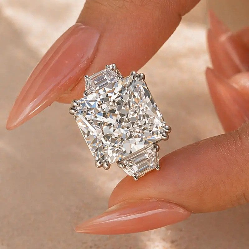 Elegant Radiant Cut Three Stone Ring