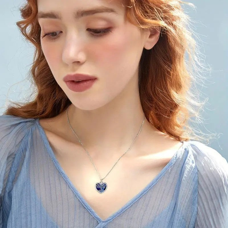 Dainty Abalone Shell Tree of Life Heart Necklace