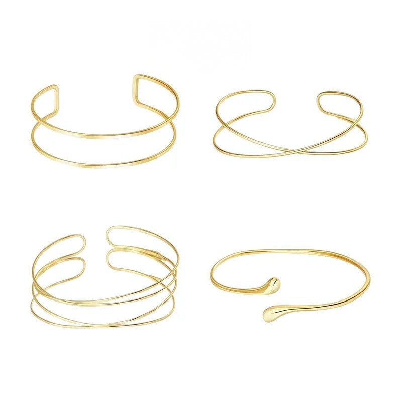 Classy Geometric Spiral Open Cuff Bracelet