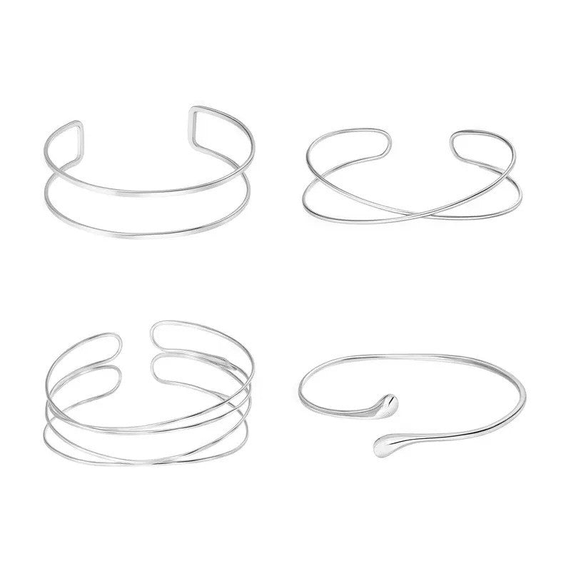 Classy Geometric Spiral Open Cuff Bracelet