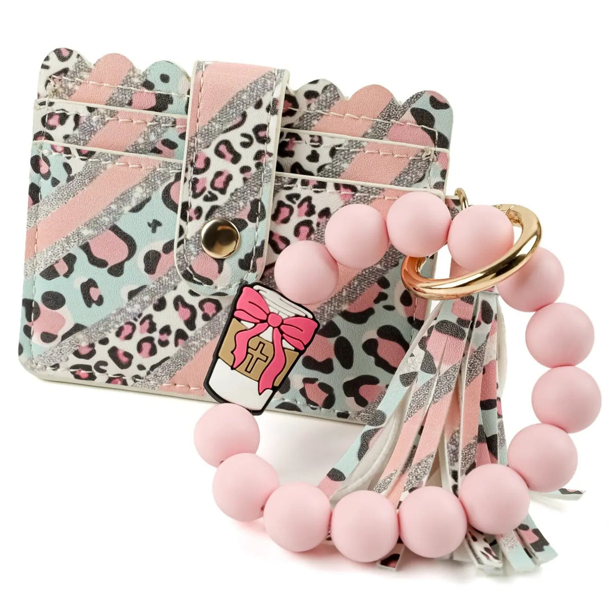 Boho Leopard Print Beaded Card Holder