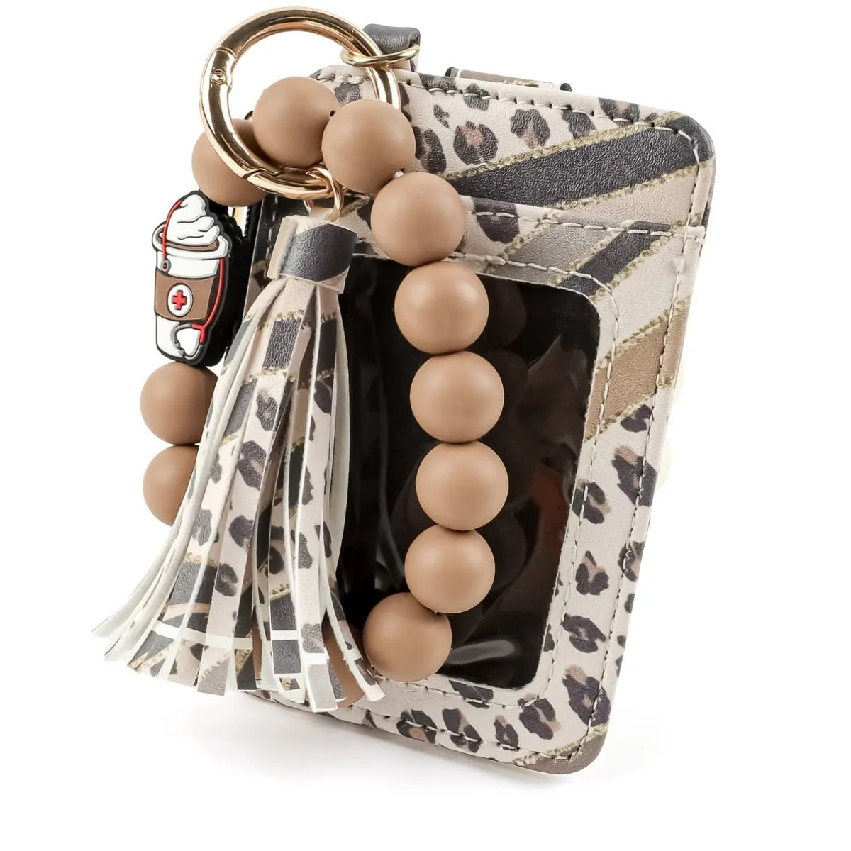 Boho Leopard Print Beaded Card Holder