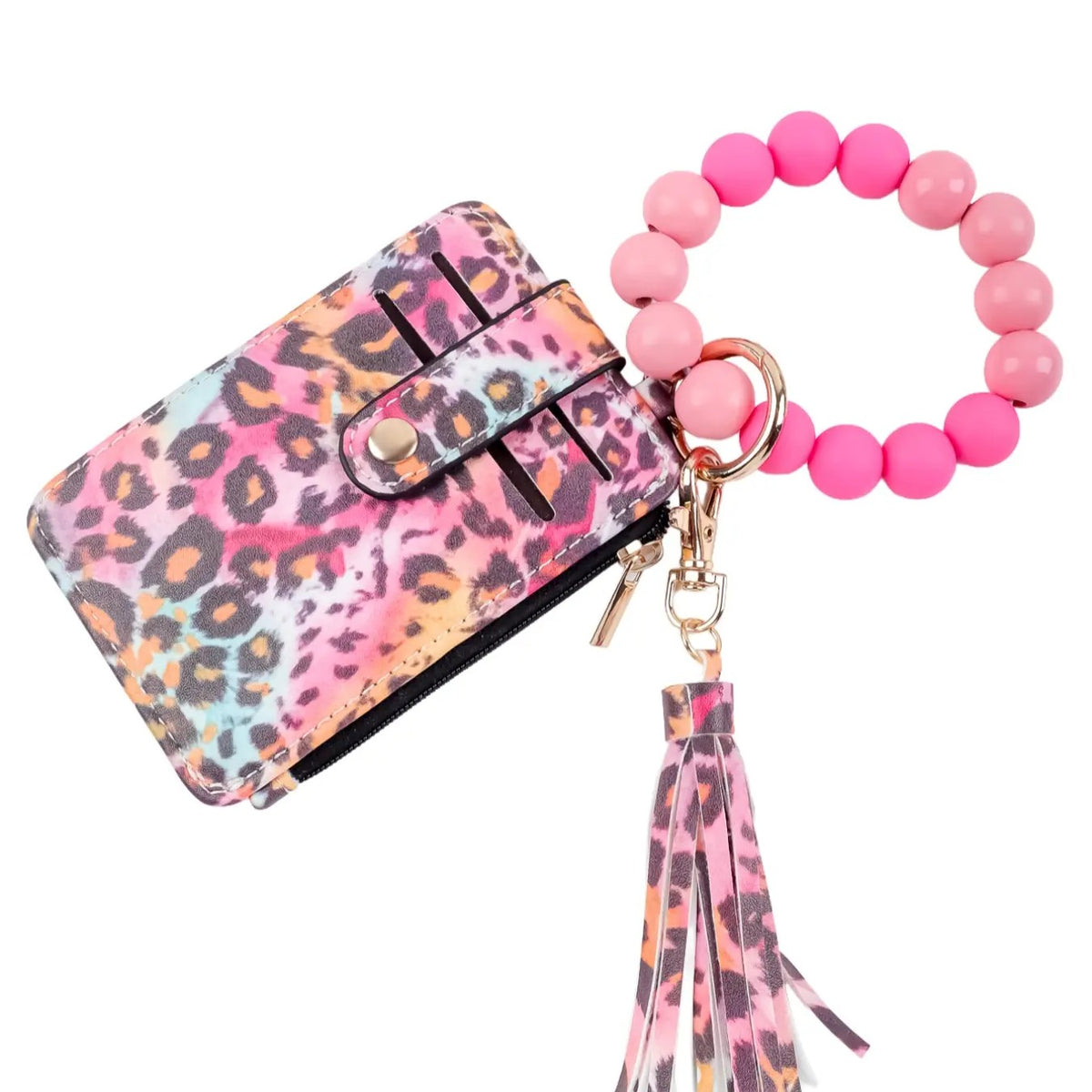 Boho Leopard Print Beaded Card Holder