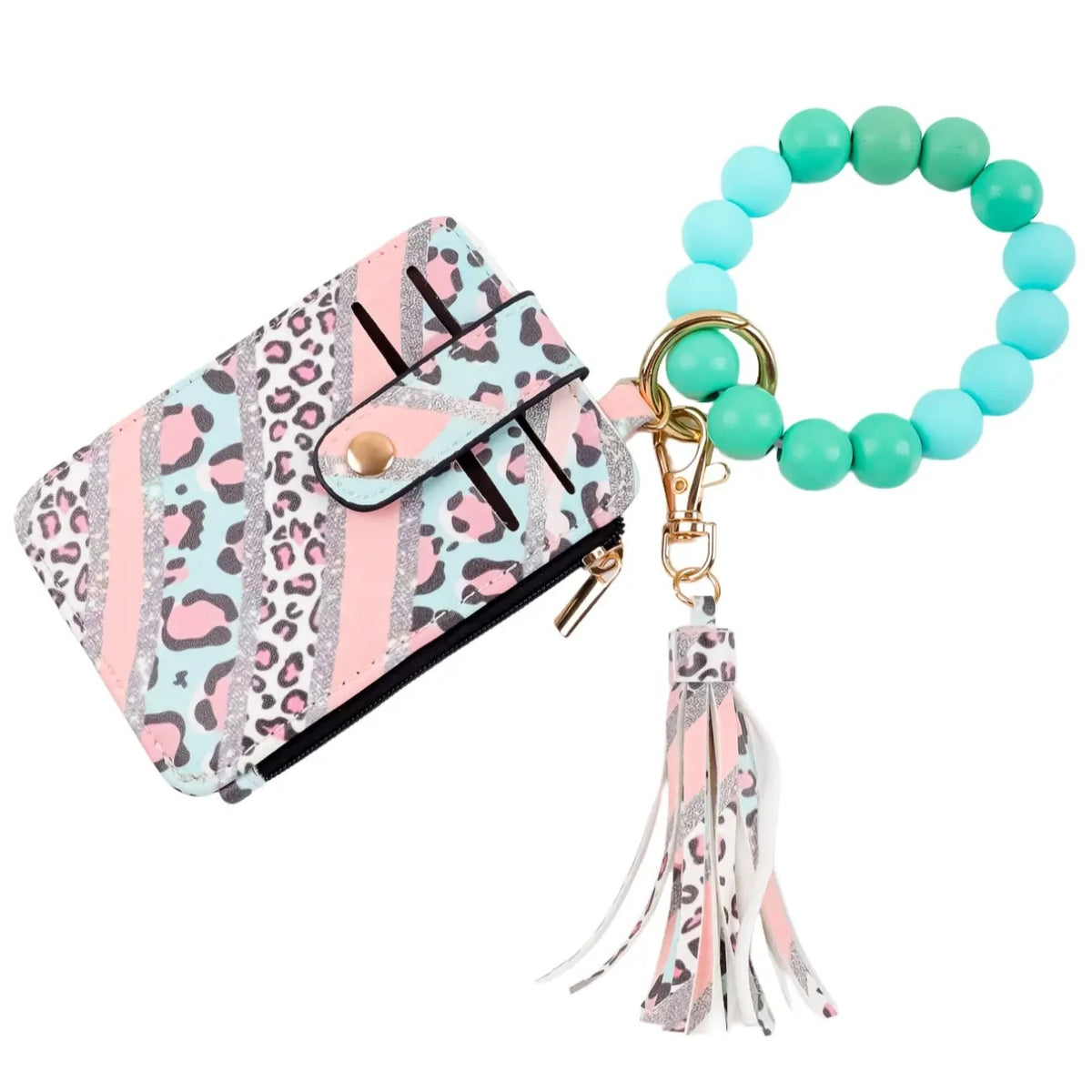 Boho Leopard Print Beaded Card Holder