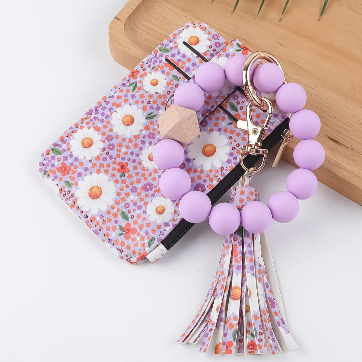 Boho Leopard Print Beaded Card Holder