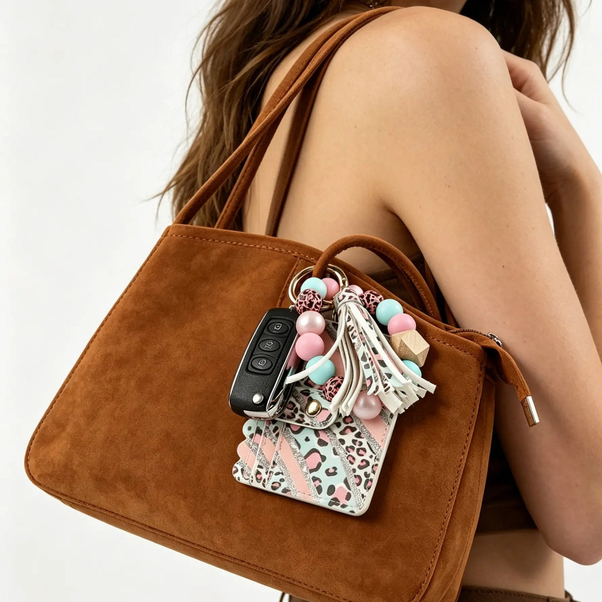 Boho Leopard Print Beaded Card Holder
