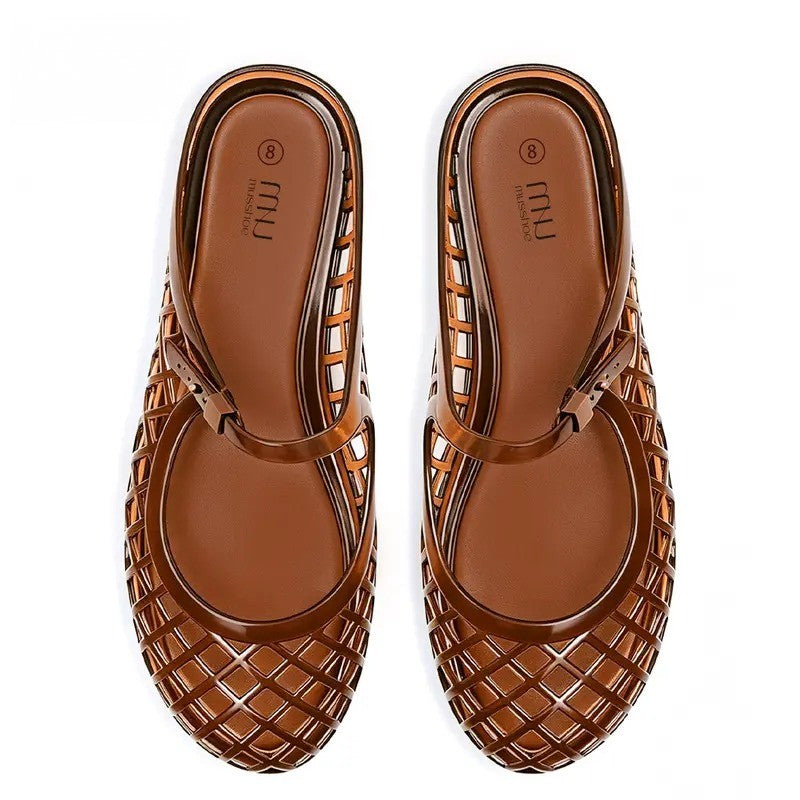 Adjustable Woven Jelly Fisherman Sandals