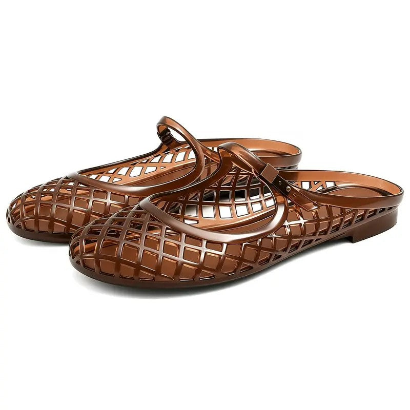 Adjustable Woven Jelly Fisherman Sandals