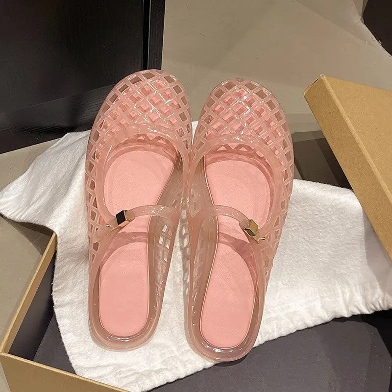 Adjustable Woven Jelly Fisherman Sandals