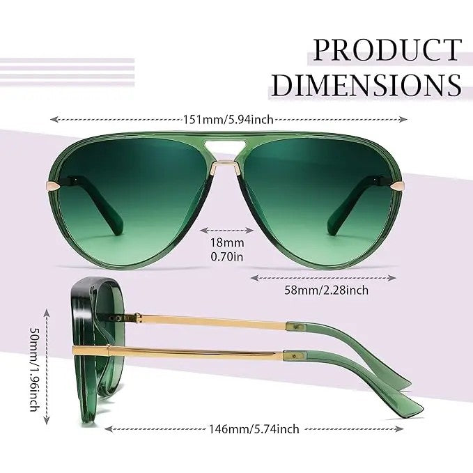 2pc Classy Retro Aviator Sunglasses Set