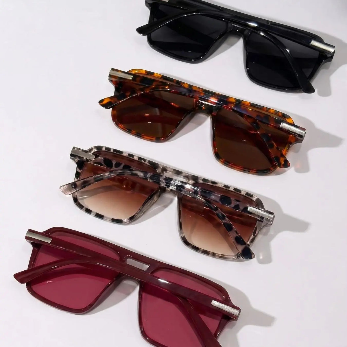 4pc Retro Square Sunglasses Set