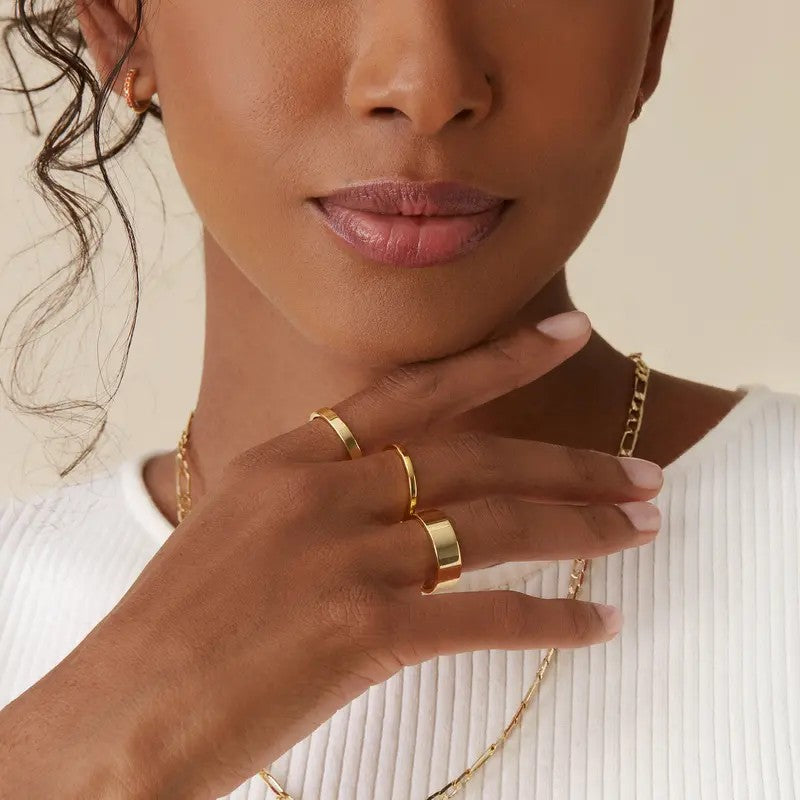 14k Classy Wide Stackable Ring Set