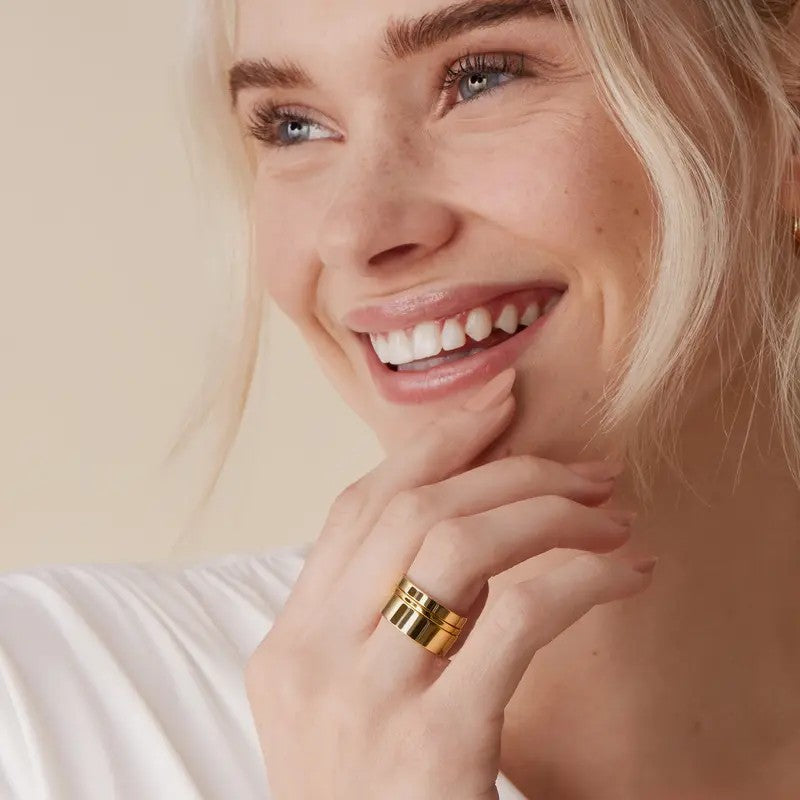 14k Classy Wide Stackable Ring Set