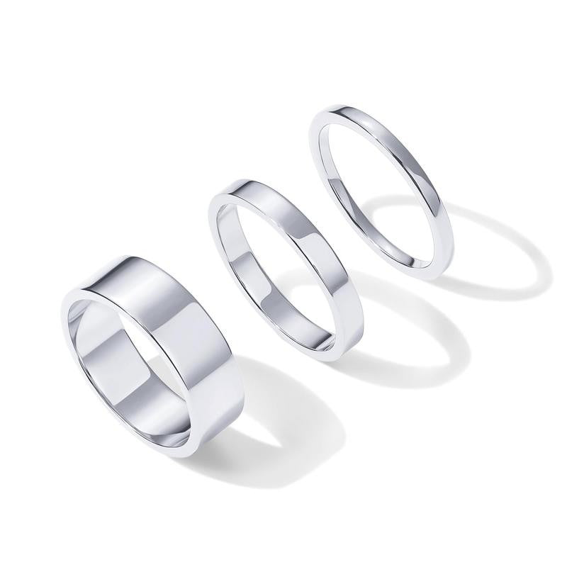 14k Classy Wide Stackable Ring Set