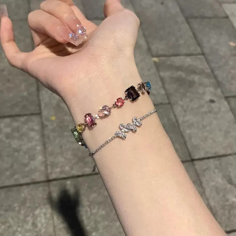 Classy Mixed Cut Rainbow CZ Bracelet
