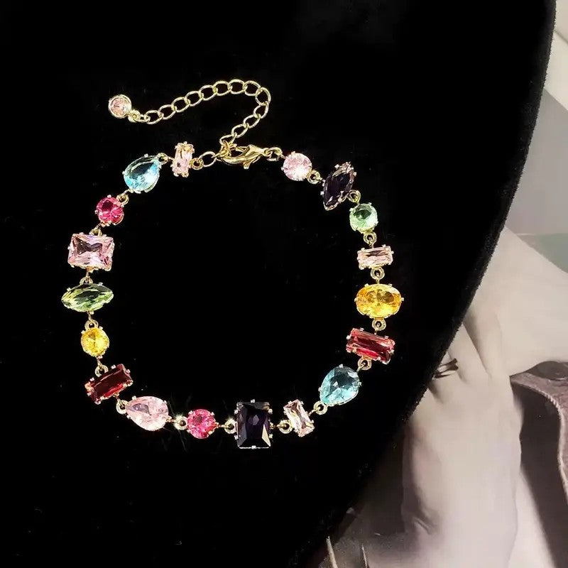 Classy Mixed Cut Rainbow CZ Bracelet