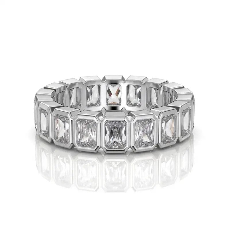 Classy Geometric Pave Ring