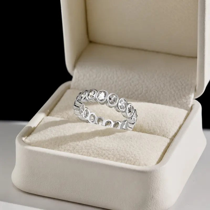 Classy Geometric Pave Ring