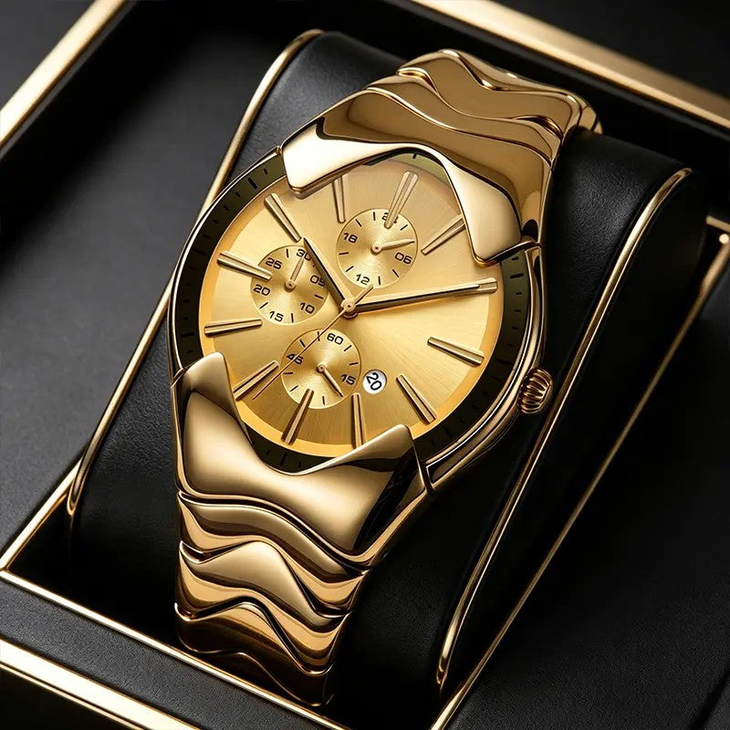 Classy Wavy Gold Tone Watch