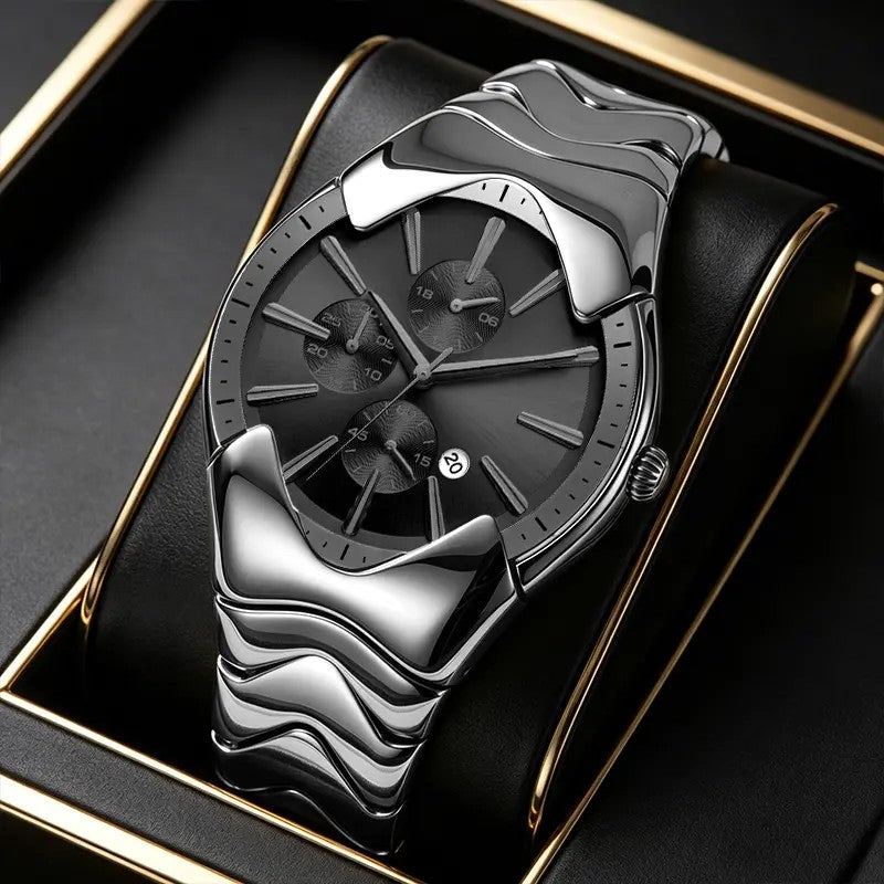 Classy Wavy Gold Tone Watch