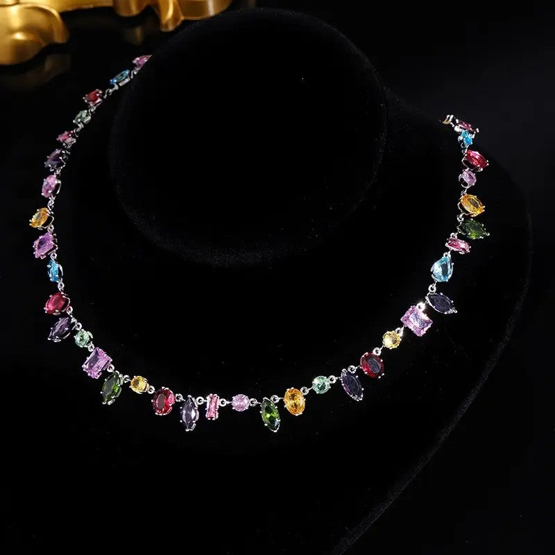 Boho Rainbow Gemstone Layered Necklace