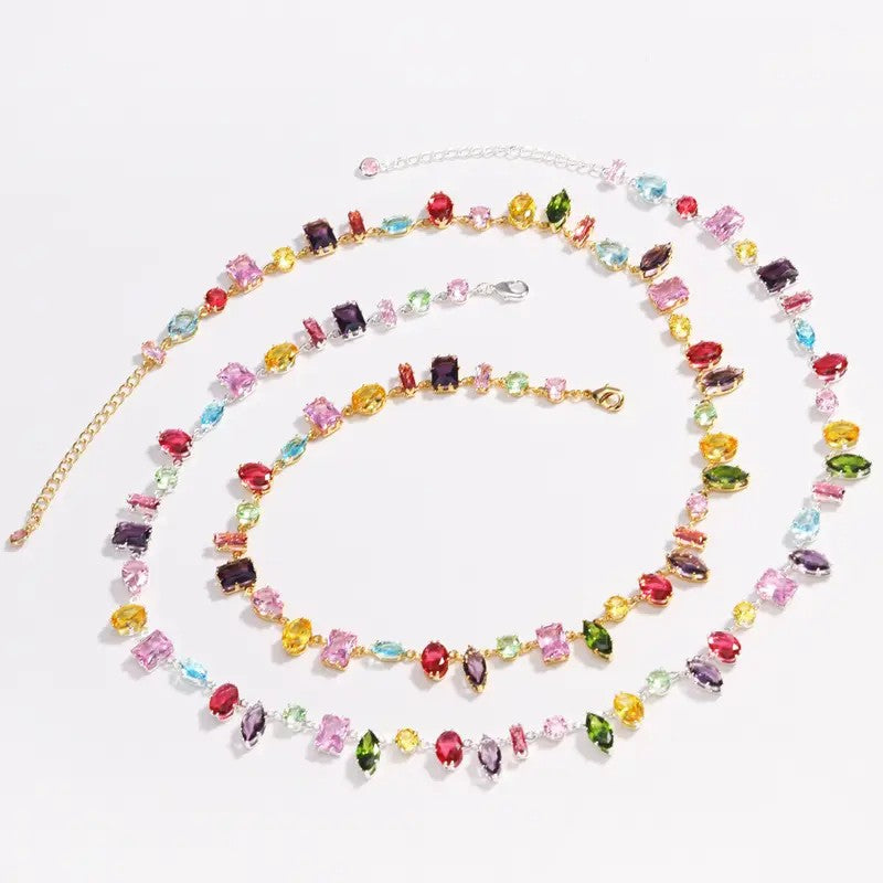 Boho Rainbow Gemstone Layered Necklace
