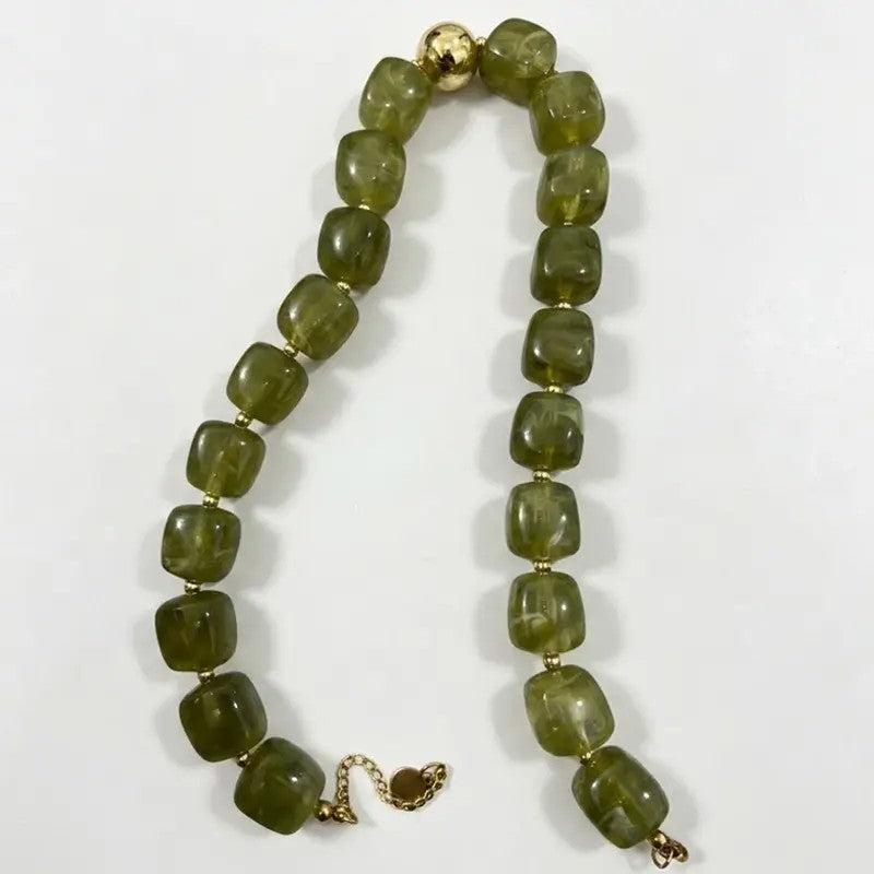 Boho Green Bead Choker Necklace