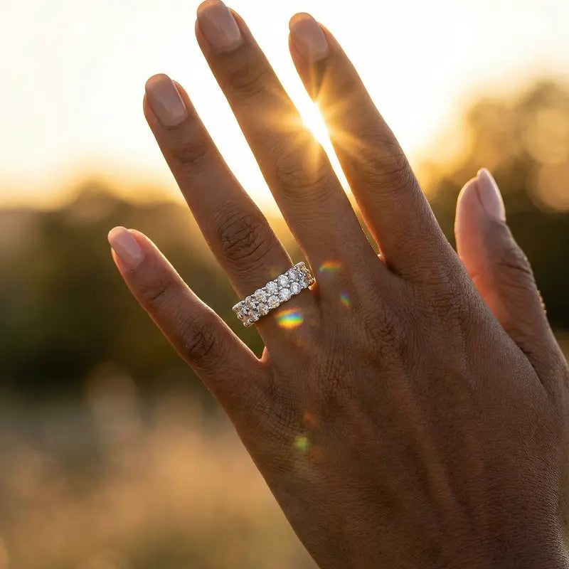 S925 Classy Round Zircon Eternity Band Ring