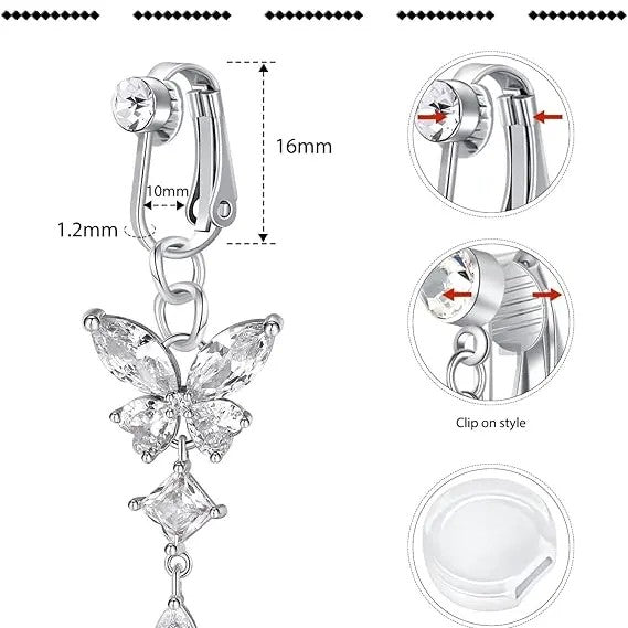 Dainty Butterfly & Heart Fake Nose Ring Set