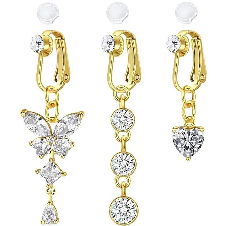 Dainty Butterfly & Heart Fake Nose Ring Set