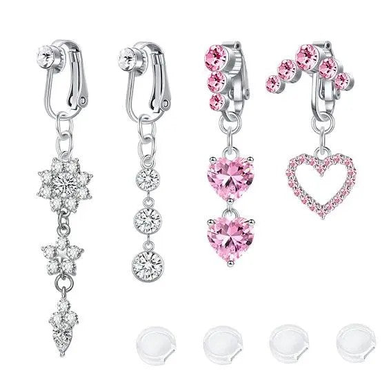Dainty Butterfly & Heart Fake Nose Ring Set