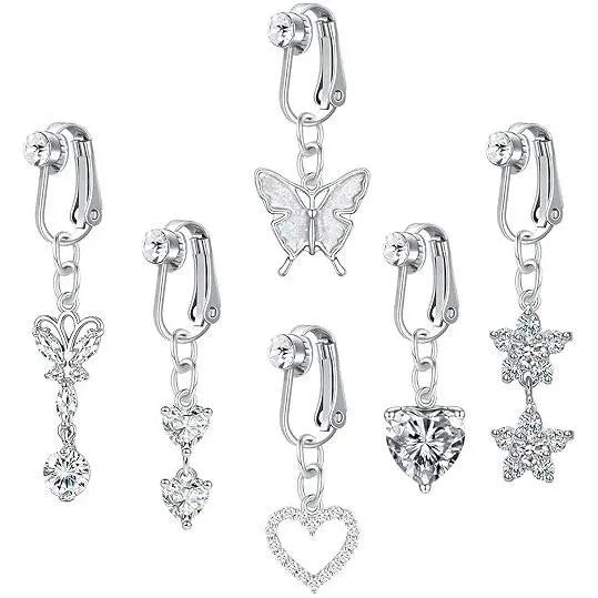 Dainty Butterfly & Heart Fake Nose Ring Set